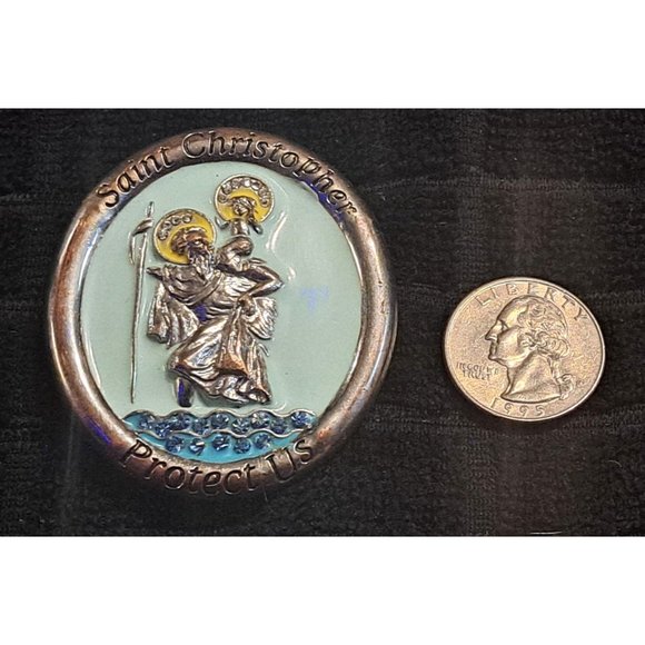 Stainless Steel Saint Christopher "Protect Us" Pendant - Picture 2 of 3